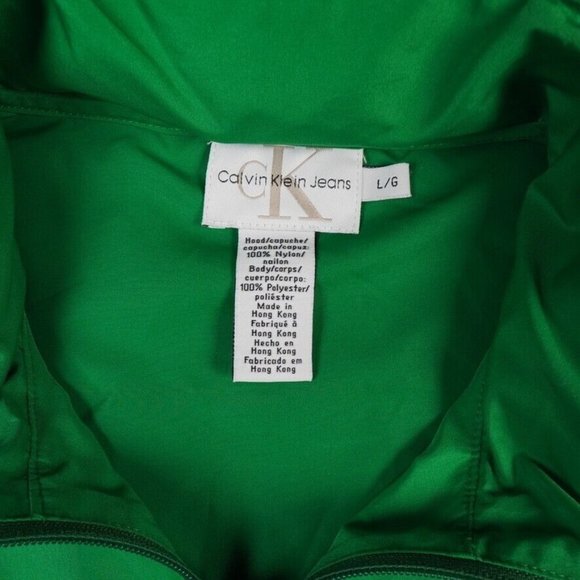 Vintage Calvin Klein Jacket Womens Large Green Hidden Hood Windbreaker **READ** - Picture 3 of 7